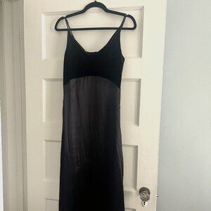 NWT Long silky Maje dress with velvet top